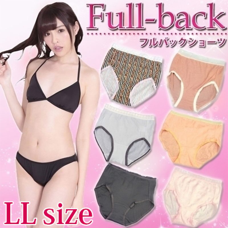 レース付き　フルバックデザインショーツ　ＬＬサイズ　（色柄アソート）