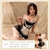 コスプレ　レース×リボン　メイド　７点セット　ブラック×ホワイト