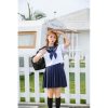＜ｍａｌｙｍｏｏｎ＞リボン付き・シンプルで可愛い紺セーラー服（半袖）