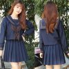 ＜ｍａｌｙｍｏｏｎ＞紺×茶クラシック長袖セーラー服